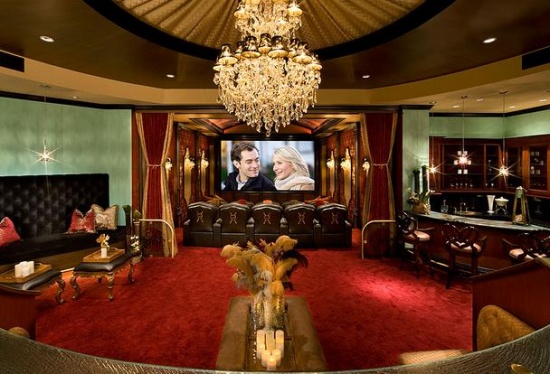 Home theater by a Hidden Hills interior designer