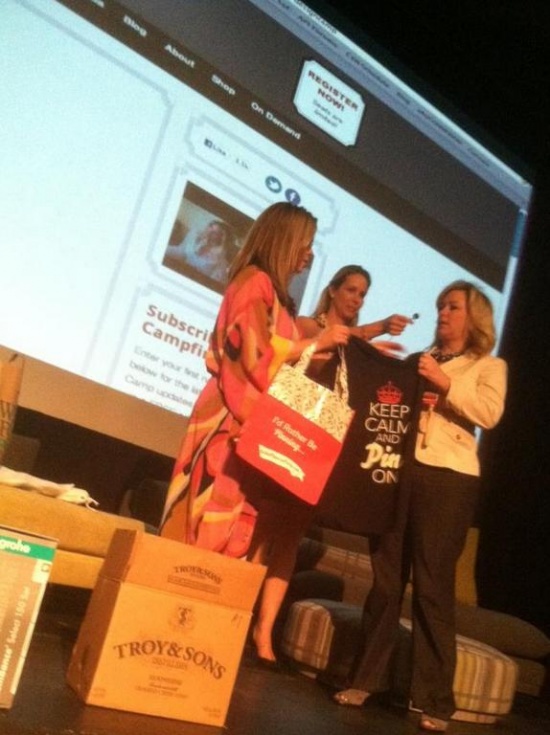 on stage giveaways at Design Camp with Kelli Ellis, Dallas Pintrest Party and Lori Dennis