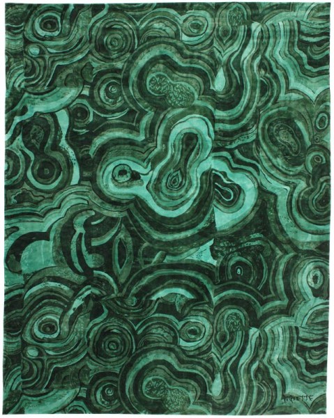 Emerald Green Tony Duquette by Roubini Malachite Rug