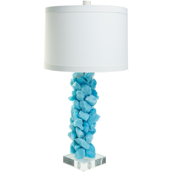 Turquoise Lamp Times Two Design Slag Glass Lamp