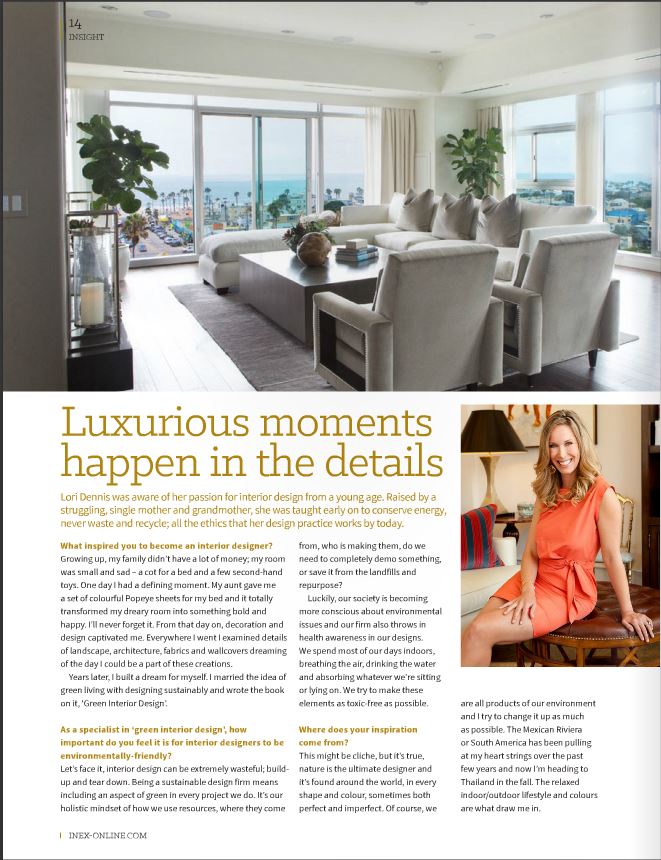 Celebrity Los Angeles Interior Designer Lori Dennis Los Angeles INEX - Luxurious Moments Happen in the Details