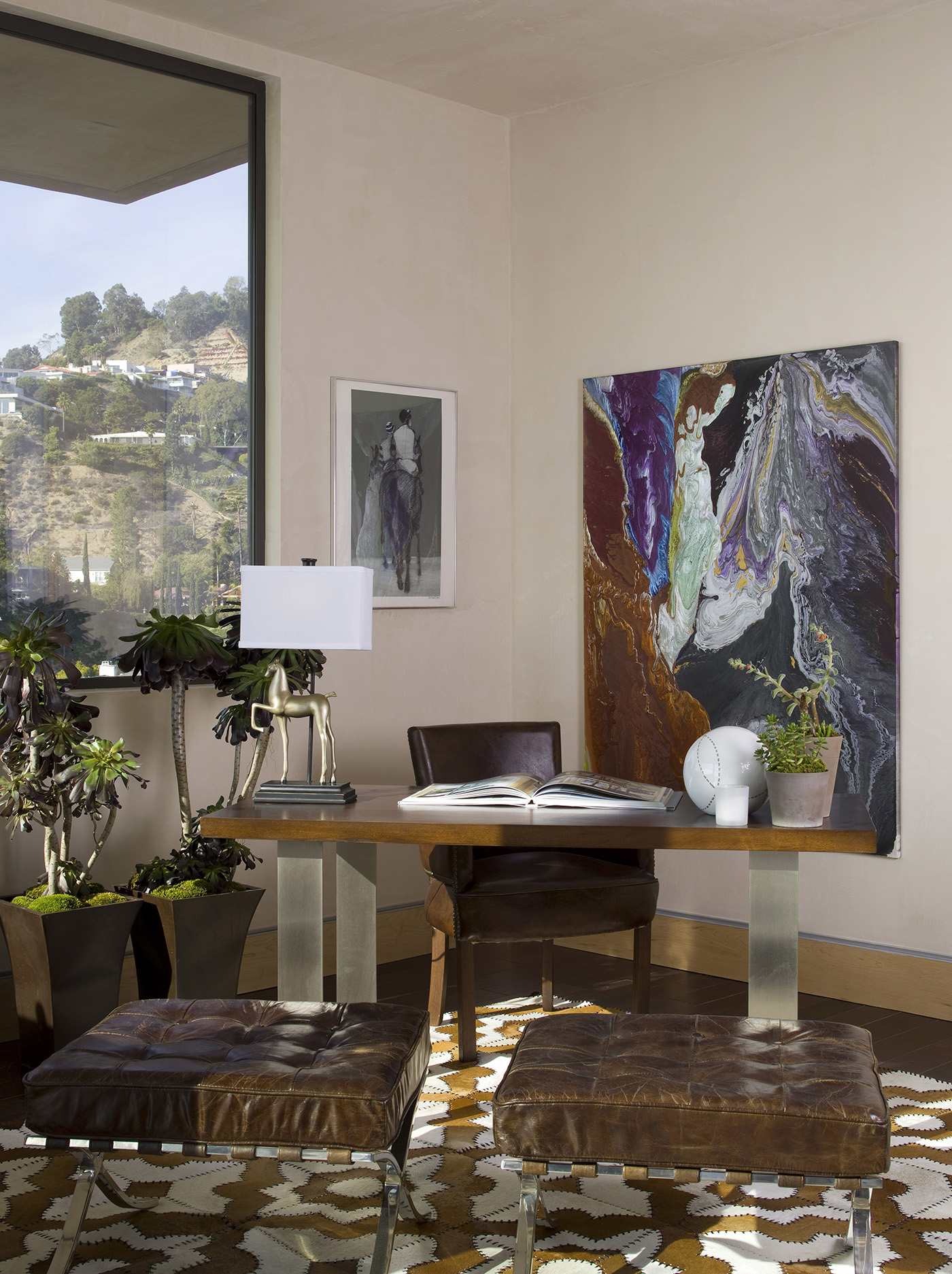 abstract art displayed in a hollywood hills office
