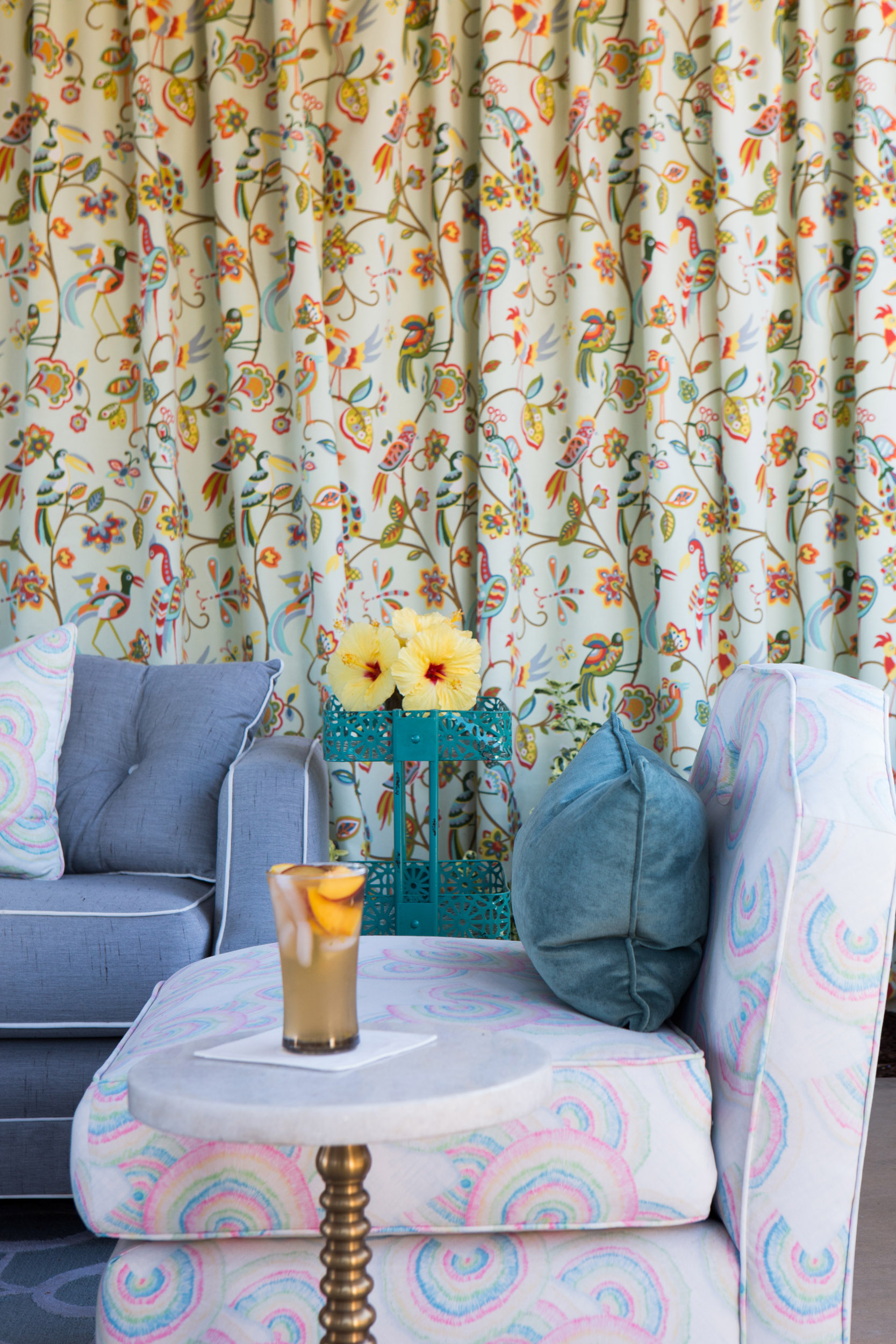 Spring outdoor fabrics make this lounge as chic as one you'd find indoors