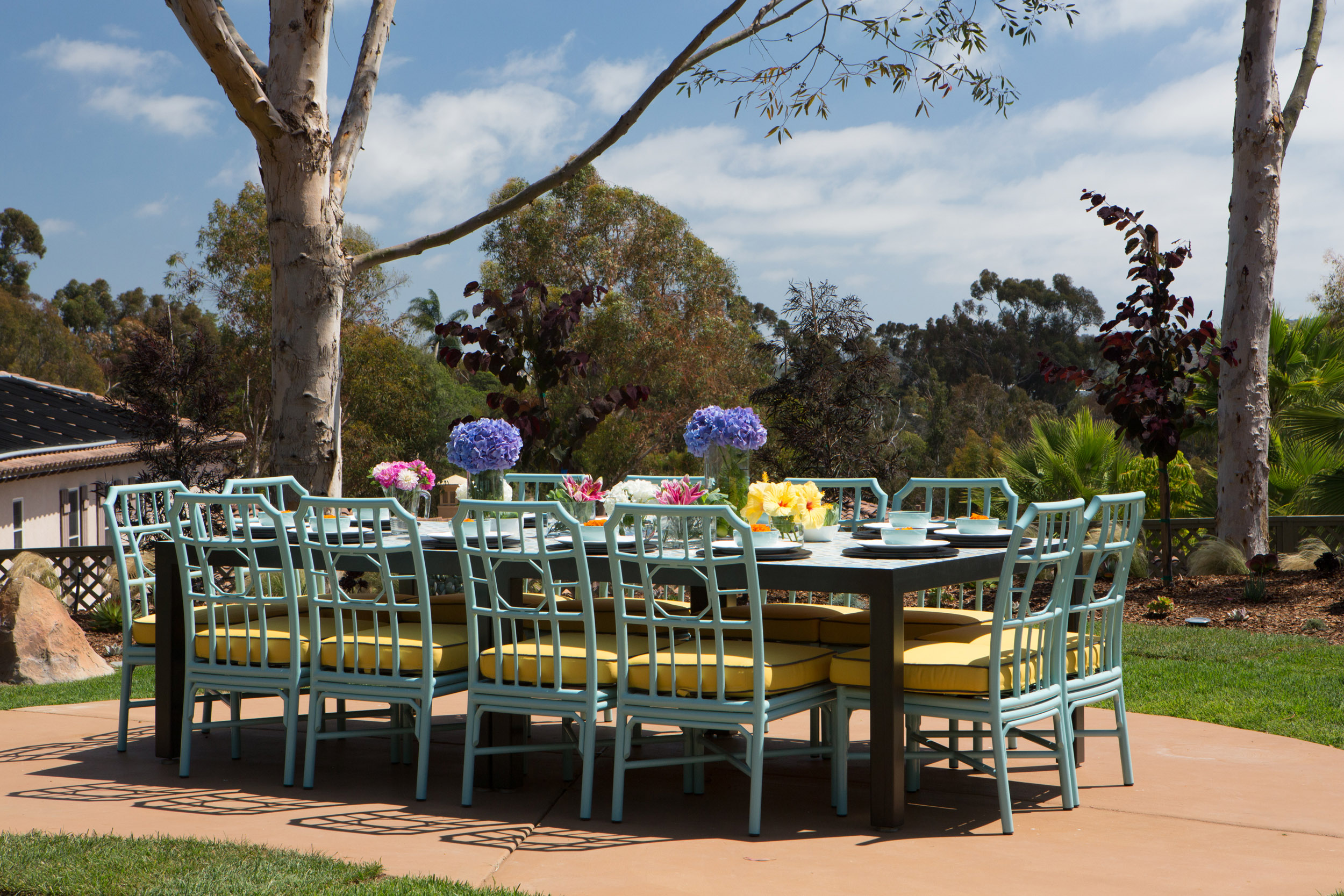 Spring Outdoor Dining Tablescape by Lori Dennis celebrity interior designer