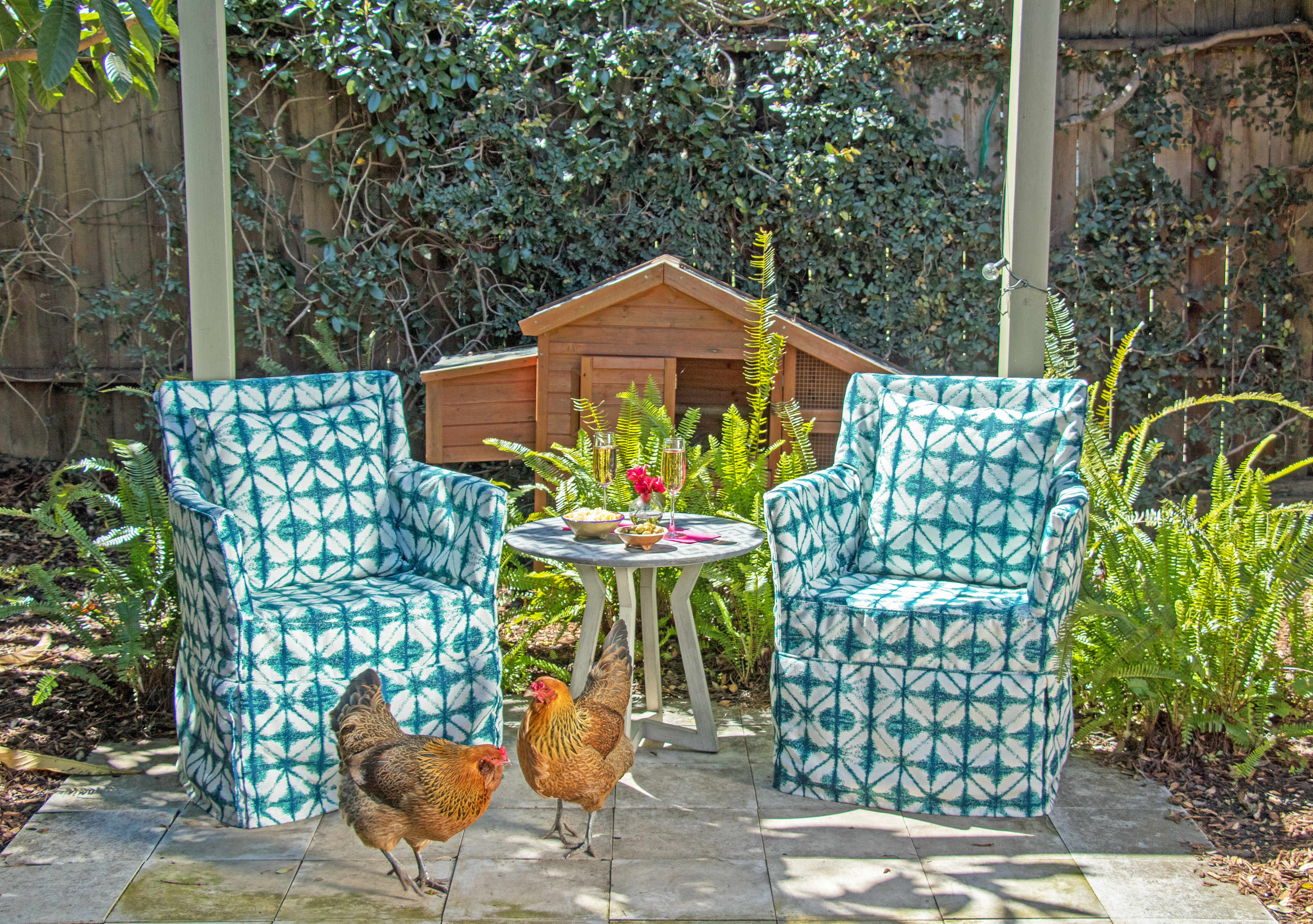 Personally, I love my backyard chickens --all the hipsters are doing it! But creating a space for any outdoor pets to roam is a must.