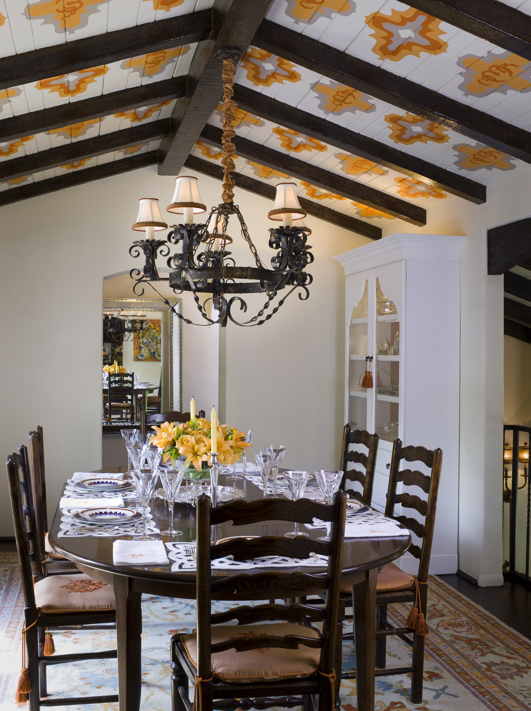 Ceiling Detail in Spanish dining room on a dime