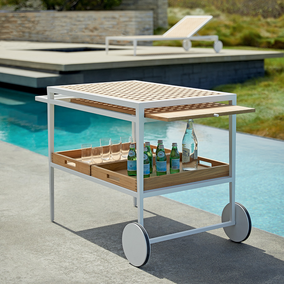 This bar cart from Janus et Cie is our pick for best indoor-outdoor bar cart: