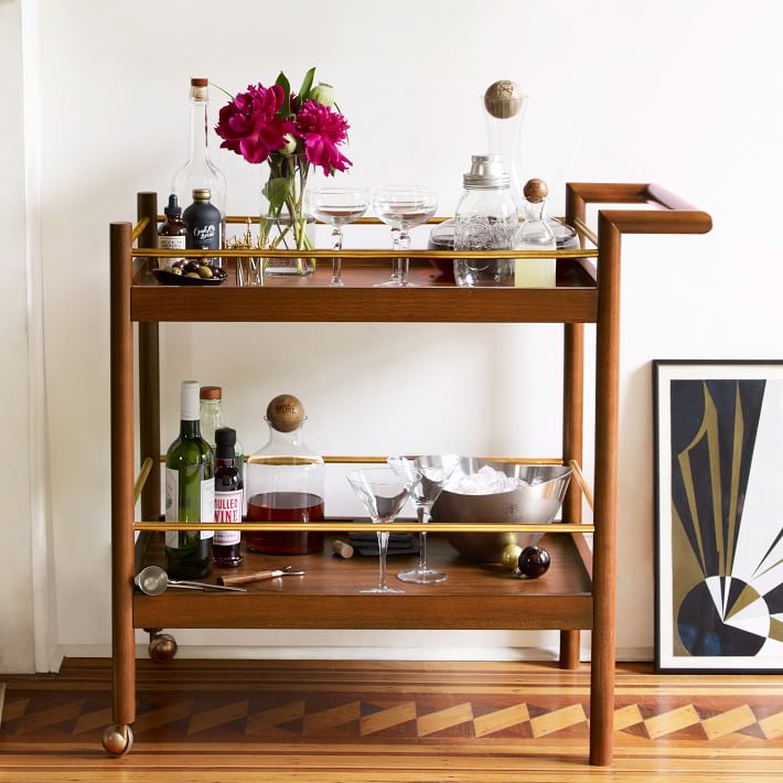 Midcentury bar cart from West Elm