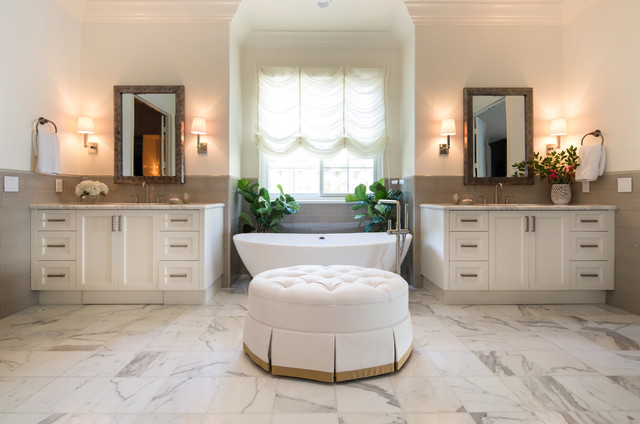 traditional white bathroom designed by lori Dennis