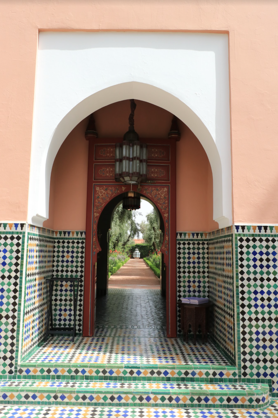Gorgeous doorway with geometric tile in Marrakech