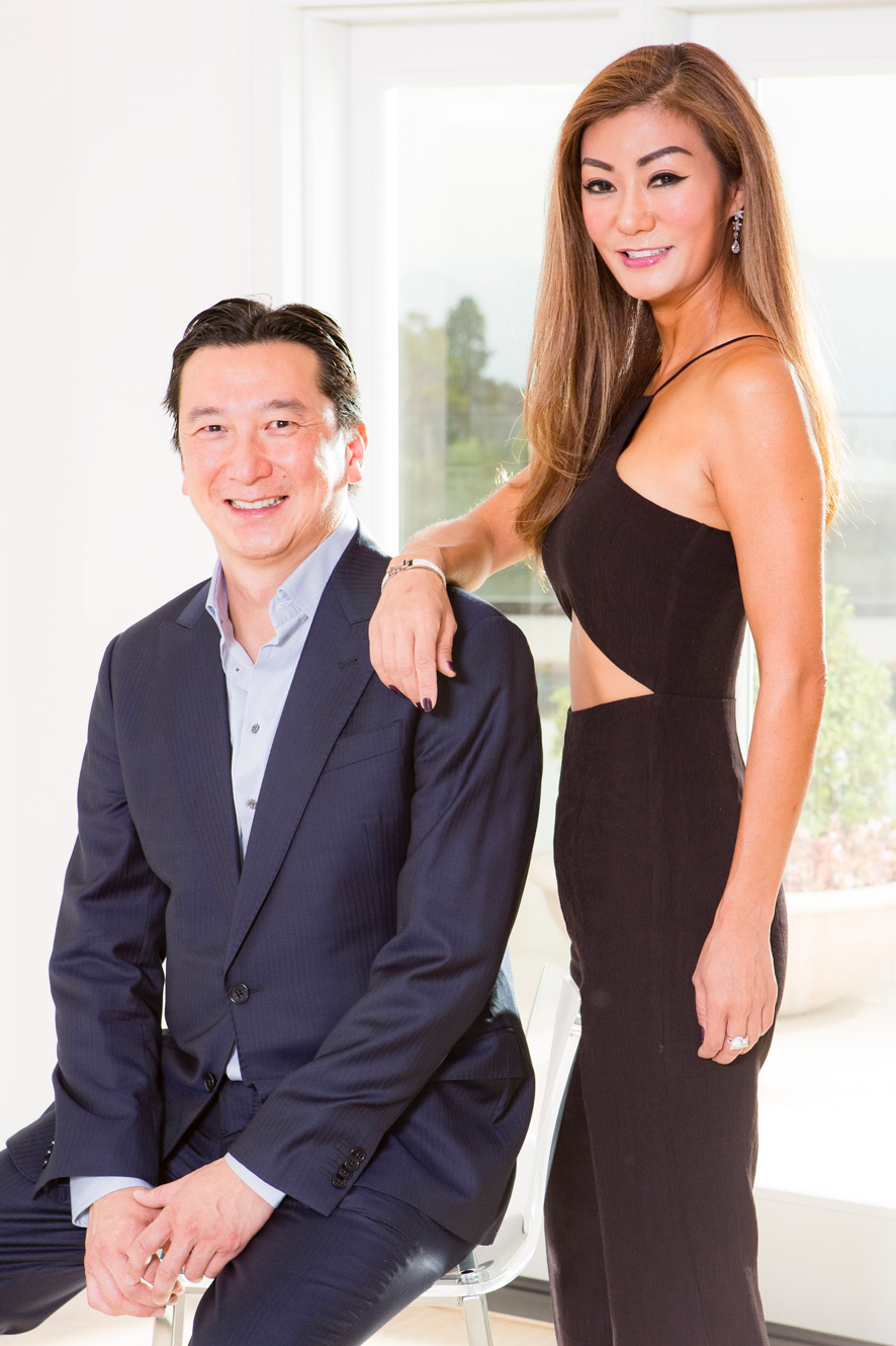 LIsa Chiang and husband stanley Chung pose in new Bel air california ranch style home