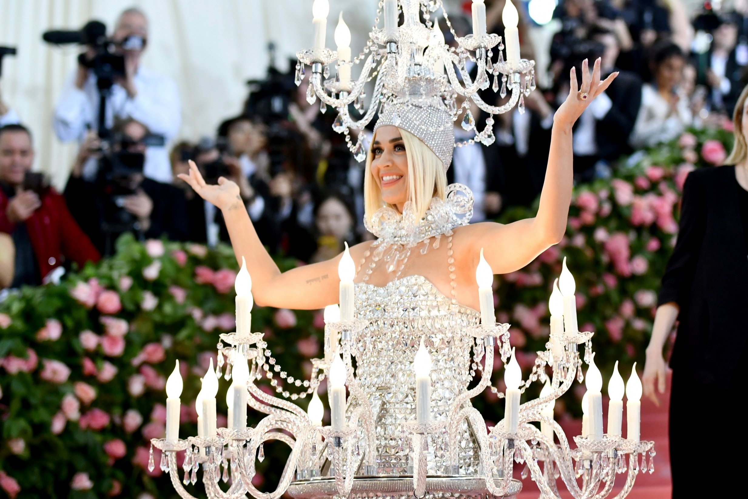 katy perry chandelier dress on the met gala red carpet camp and campiness