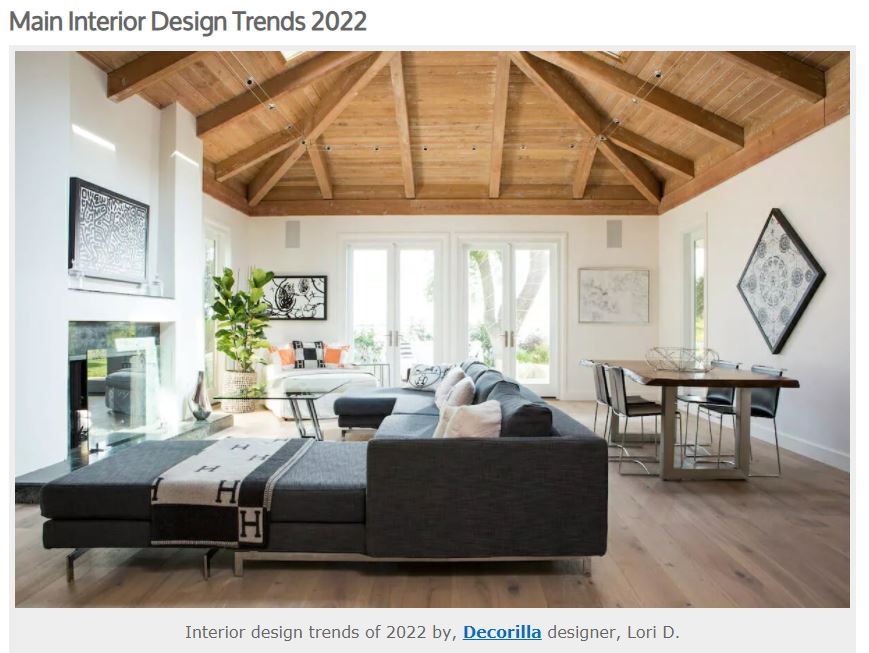 Expert Interior Design Firm Lori Dennis Inc featured in Decorilla's Top Design Trends for 2022
